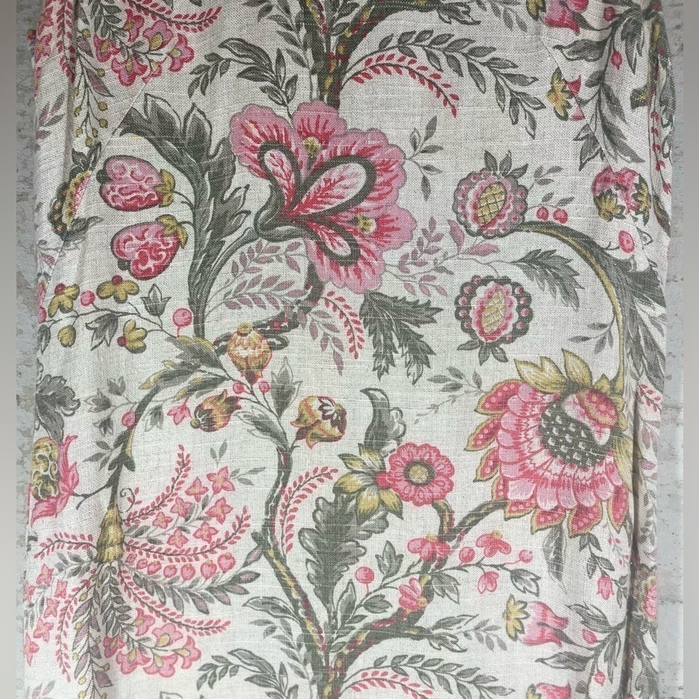VINTAGE 60's Gay Gibson Floral Linen Midi Dress Rope Belt Sz S - Picture 4 of 11